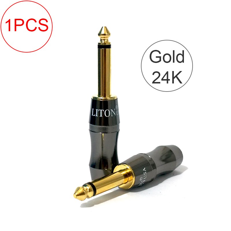 Đầu hàn giắc cắm microphone 6.35/6.5mm âm thanh mono gold 24K Liton USA OD-8.5mm (1 chiếc)