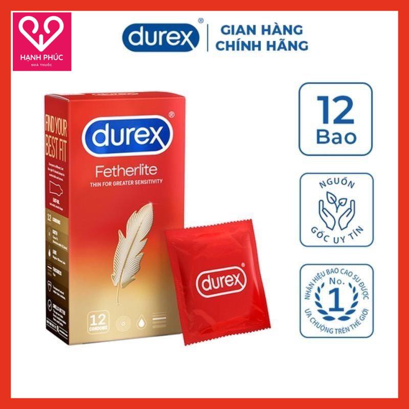 Bao Cao Su Durex Fetherlite Siêu Mỏng [CHE TÊN], Bcs Kéo dài Thời Gian, Chống Xuất Tinh Sớm, nhiều gel tăng khoái cảm