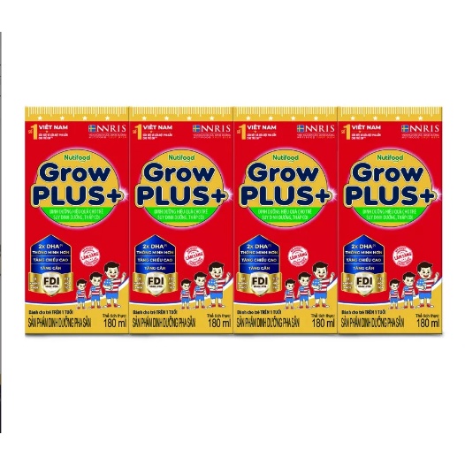 Thùng 48 hộp Sữa NutiFood Grow Plus đỏ pha sẵn 180ml