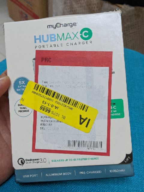 Sạc dự phòng hàng Mỹ Mycharge kèm sẵn cáp Micro/Type C Quick Charge 3.0