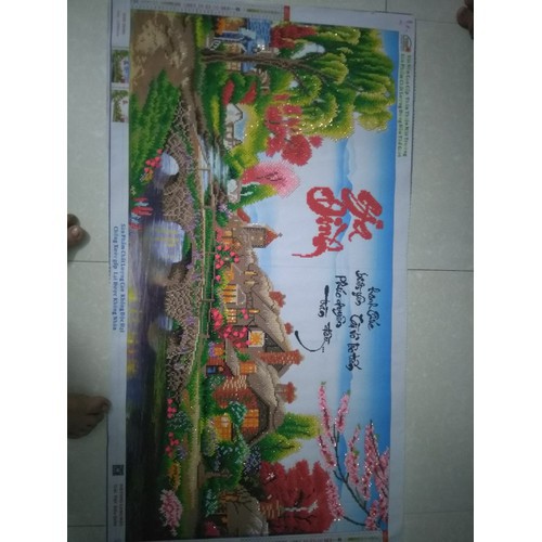 Tranh đính đã đính đá, chỉ việc đóng khung treo tường, Gia đình 110*61cm