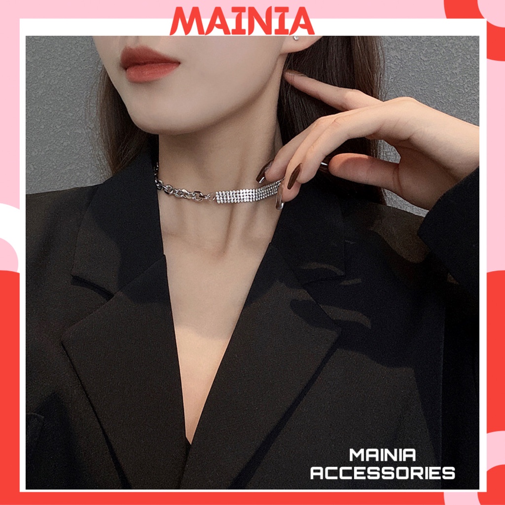 [Đẹp Hơn Hình] Dây Chuyền Hợp Kim 4 Hàng Đá Phối Xích Siêu Đẹp Mainia Shop