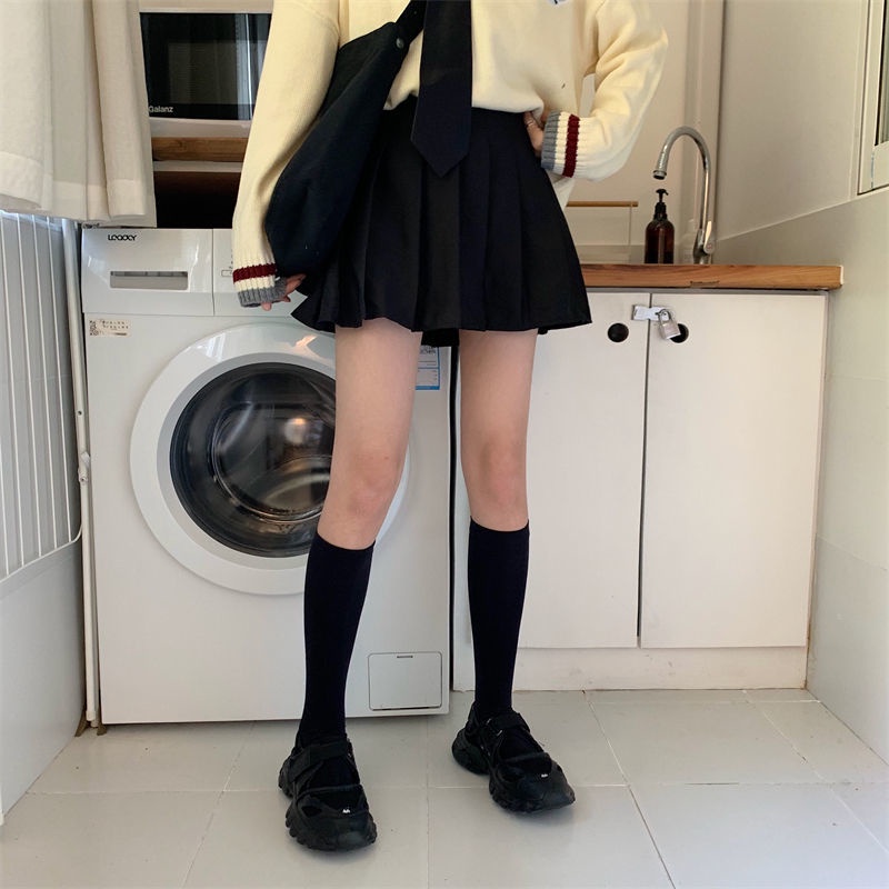 Bộ Áo Sơ Mi Dệt Kim Không Tay+Chân Váy Xinh Xắn Theo Phong Cách Nhật Bản Dành Cho Nữ