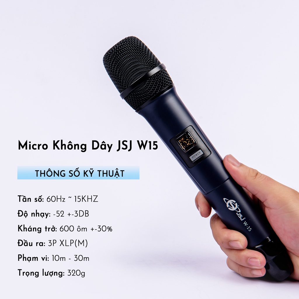 Micro karaoke không dây cao cấp JSJ W15 tích hợp màn hình led chuyên nghiệp sử dụng công nghệ sơn tĩnh điện