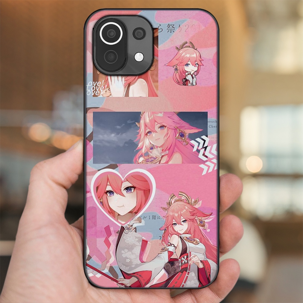 Ốp lưng Xiaomi Mi 11 Lite viền đen in hình Yae Miko Genshin Impact