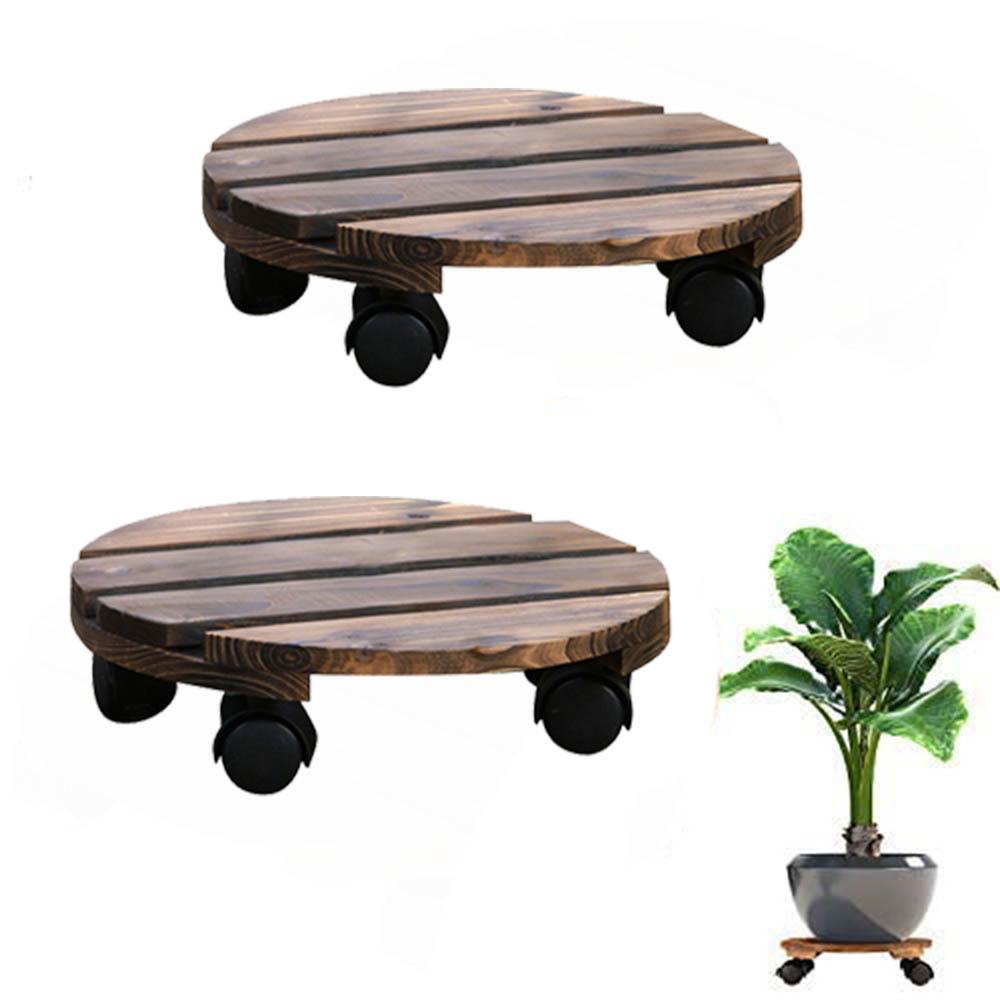 YIYU Chậu Hoa Bằng Gỗ Kèm Bánh Xe Giá Đỡ Chậu Hoa Trang Trí Ban Công Trong Nhà Và Ngoài