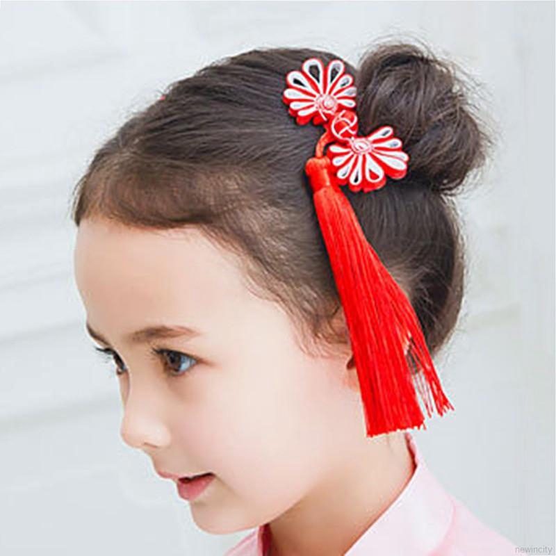 Kẹp tóc vải đính hoa nhiều màu sắc xinh xắn cho bé gái