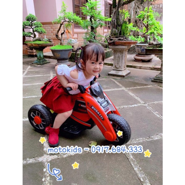 MOTO ĐIỆN CHO BÉ KIỂU DÁNG THỂ THAO, XE ĐỊA HÌNH PHIÊN BẢN MỚI BUGATTI