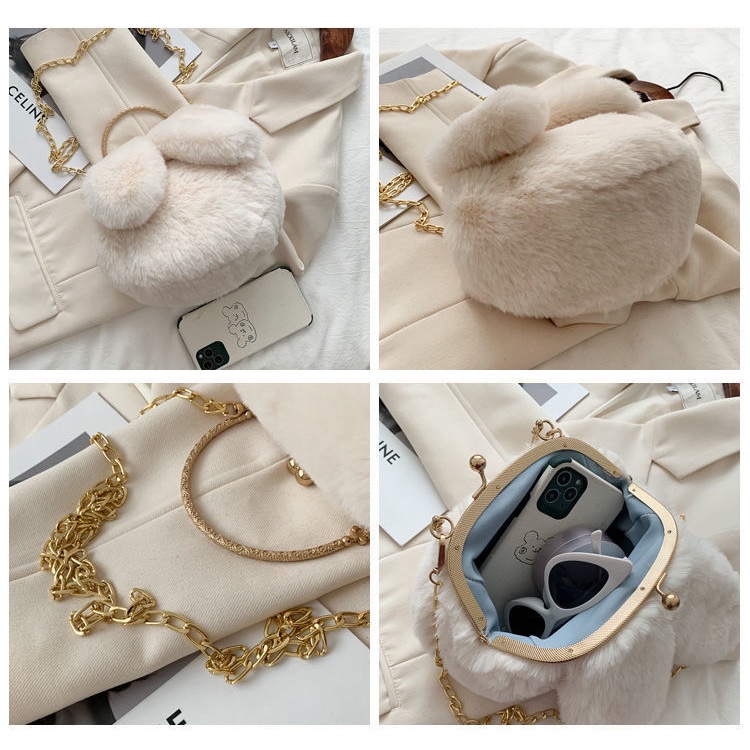 Túi Đeo Chéo Hình Thỏ Nhồi Bông Dễ Thương Thời Trang Xuân Hè Hàn Quốc Cho Nữ 2022