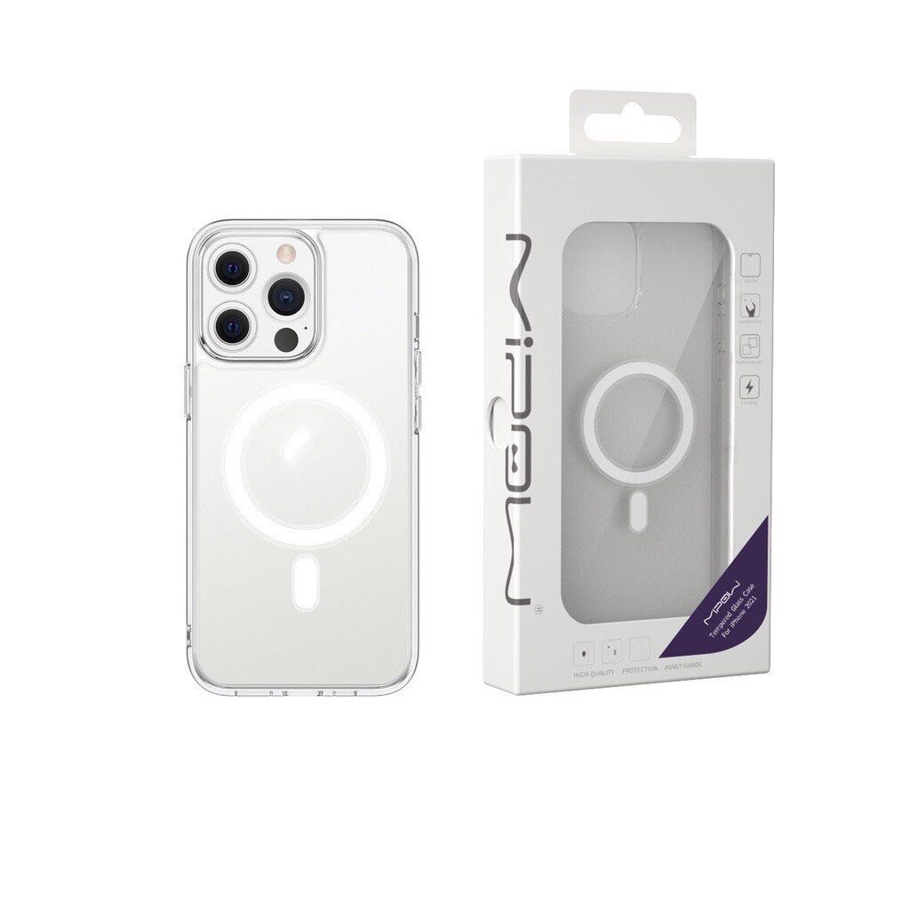 Ốp Lưng Sạc Từ Tính Trong Suốt MIPOW TEMPERED GLASS Dành Cho iPhone 13 Mini,13/ 13 Pro, 13 Pro Max - Hàng Chính Hãng