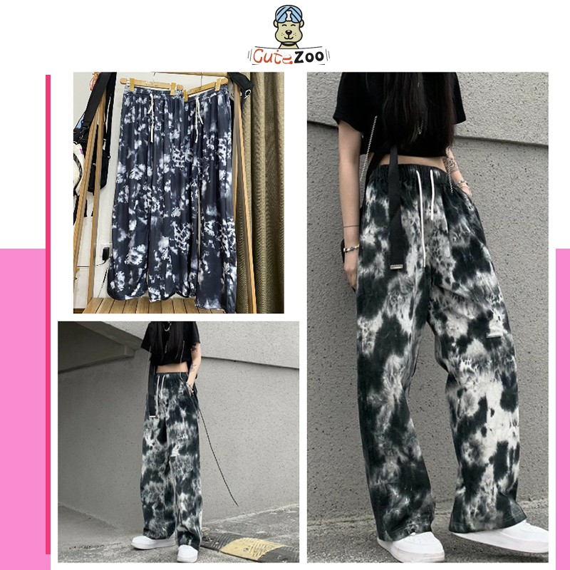 [ Mã FAMAYWA giảm 10K đơn 50K] Quần ống rộng suông họa tiết loang unisex nam nữ chất thun kéo dài chân mềm mát - CUTEZOO | BigBuy360 - bigbuy360.vn