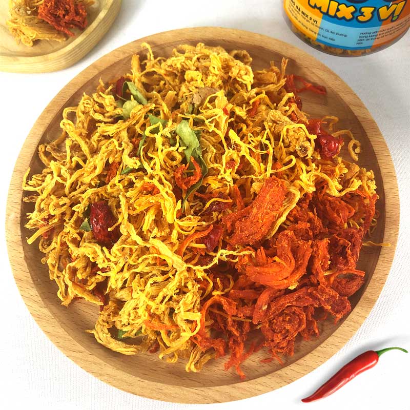 Khô gà mix lá chanh, bơ tỏi, tứ xuyên 🍟FREESHIP🍟 LhyFood 3 vị trong 1 hộp 200g, đồ ăn vặt Hà Nội vừa ngon vừa rẻ