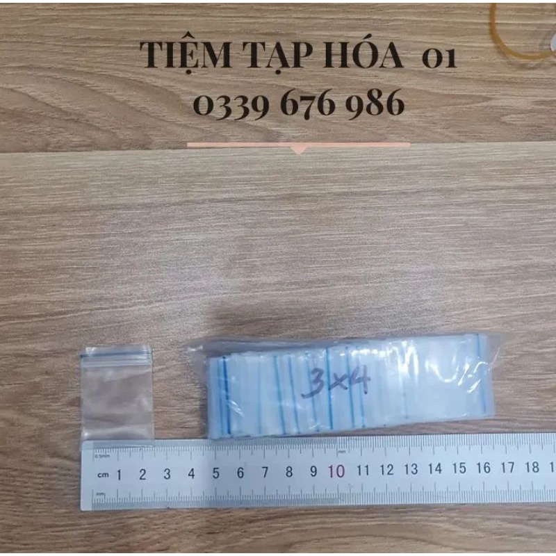 100 túi zip nhỏ loại dày size 3cm x 4cm, túi zip mini, bì zip trong, túi nilon có khóa zip, túi zipper