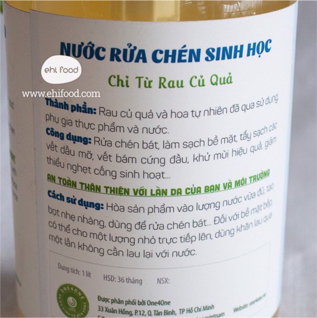 [Mã SRBACK101512 hoàn 20K xu đơn 0Đ] Nước rửa chén sinh học từ rau củ quả One4One