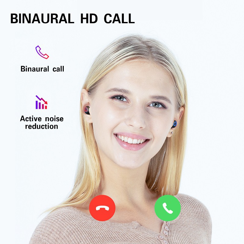 F9 Tai nghe không dây Bluetooth TWS 9D chất lượng âm thanh nổi trung thực Kiểm soát giảm tiếng ồn với micrô