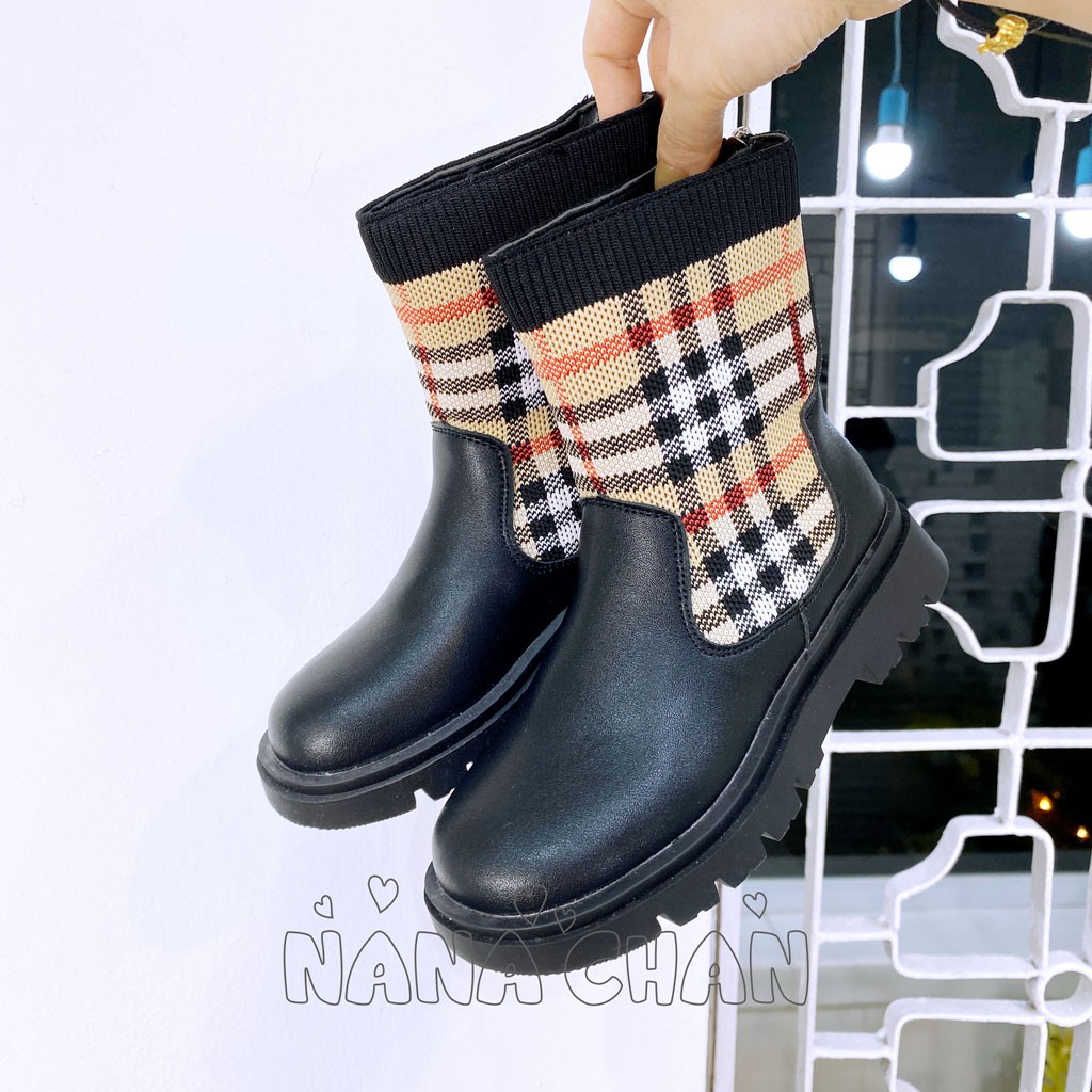 [G021] Boot da cao cổ phối caro sz 32-37