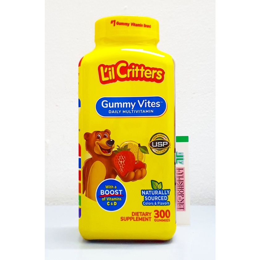 [Mã GROSALE giảm 10% đơn 150K] Kẹo Gấu L’il Critters Gummy Vites chai 300 viên từ mỹ , vitamin cho bé ăn ngon