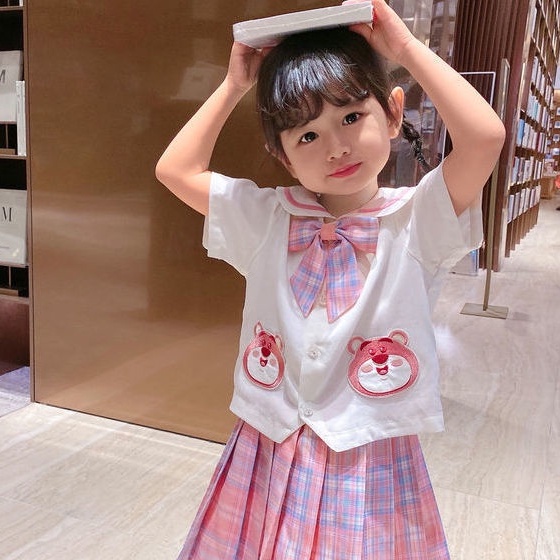 Bộ Áo Thun Ngắn Tay In Hoạt Hình + Chân Váy Thời Trang Mùa Hè Dành Cho Bé Gái