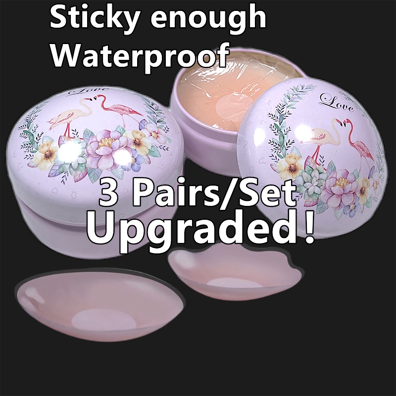 Bộ 3 Cặp Băng Dán Đầu Ngực Bằng Silicon Chống Nước Chống Mồ Hôi Có Thể Tái Sử Dụng Kèm Hộp Đựng