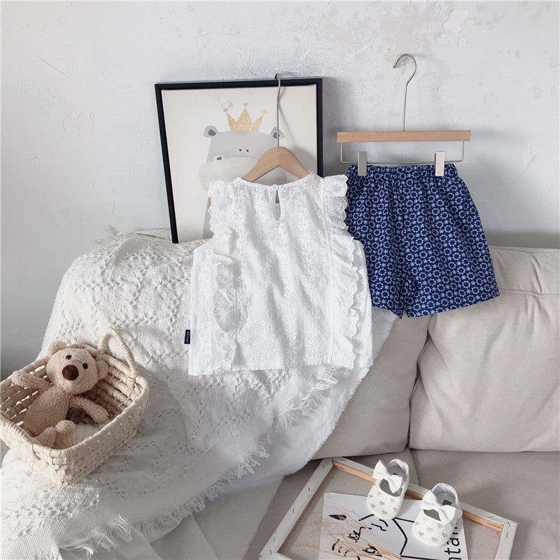 Hàng Mới Về Bộ Áo Thun + Quần Short Thêu Họa Tiết Phong Cách Hàn Quốc Thời Trang Mùa Hè Cho Bé Gái 5