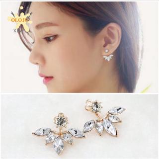 Bông Tai Hình Lá Đính Kim Cương Phong Cách Hàn Quốc