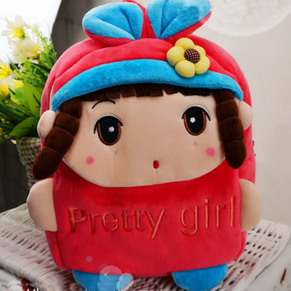 Balo vải nhung Pretty Girl màu đỏ cho bé