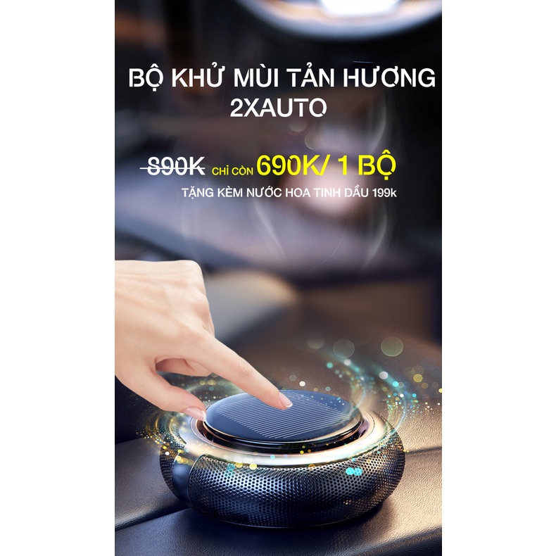 Máy khử mùi hôi, kháng khuẩn không khí chống say xe hơi tản hương bằng năng lượng mặt trời 2xAuto