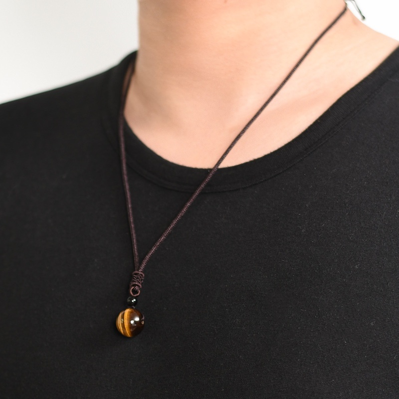 1 Vòng cổ Hạt Đá Mặt Hổ May Mắn Có Thể Điều Chỉnh Kích Thước Thời Trang Unisex