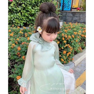 Áo dài lụa 3 màu  cổ nơ( kèm ảnh thật)