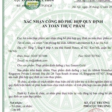 Sữa bột Ensure Gold Abbott hương vani hộp 850g