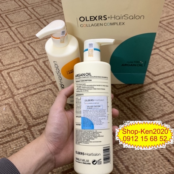Cặp dầu gội xả Olexrs Argan Oil Collagen Hair Salon 500ml x2 cho tóc khô xơ, hư tổn, tóc gàu, ngăn rụng tóc.