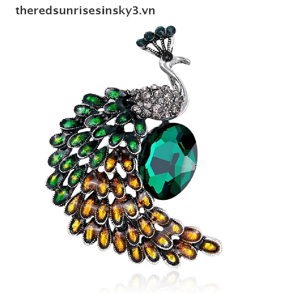 Ghim Cài Áo Hình Con Công Đính Đá Sang Trọng