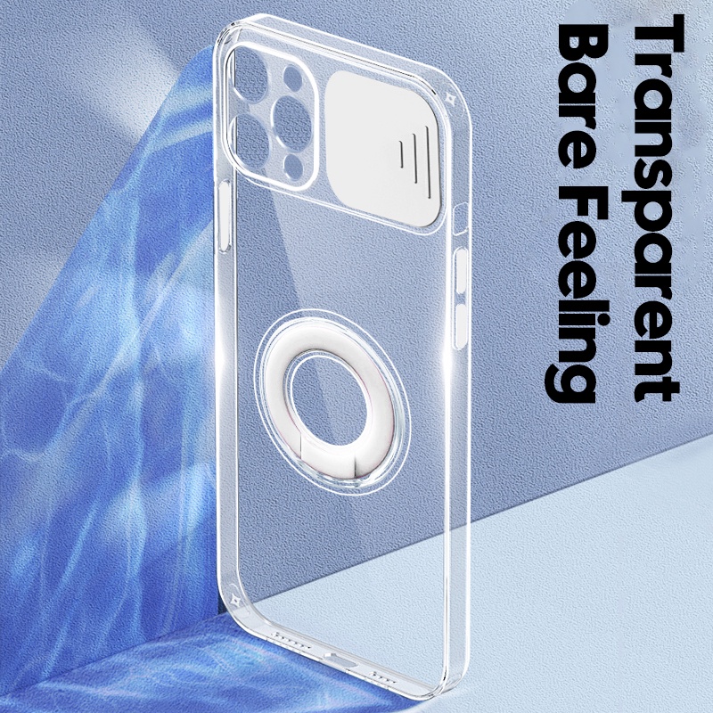 Ốp Điện Thoại Mềm Trong Suốt Kiểu Trượt Bảo Vệ Camera Cho iPhone 11 12 13 14 Pro Max 14 Plus 12 13 Pro Max