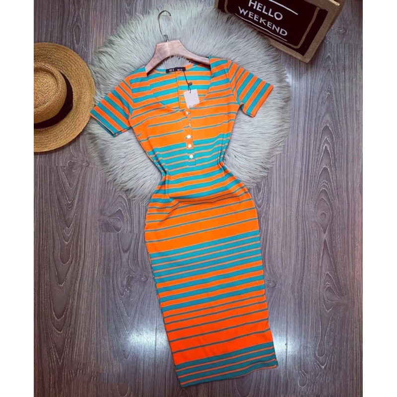 💥ĐẦM BODY SỌC NGANG TAY NGẮN TRẺ TRUNG , ĐẦM BODY CỔ LỌ SIÊU SANG CHẢNH💥 (Ms:BD02-03) | BigBuy360 - bigbuy360.vn