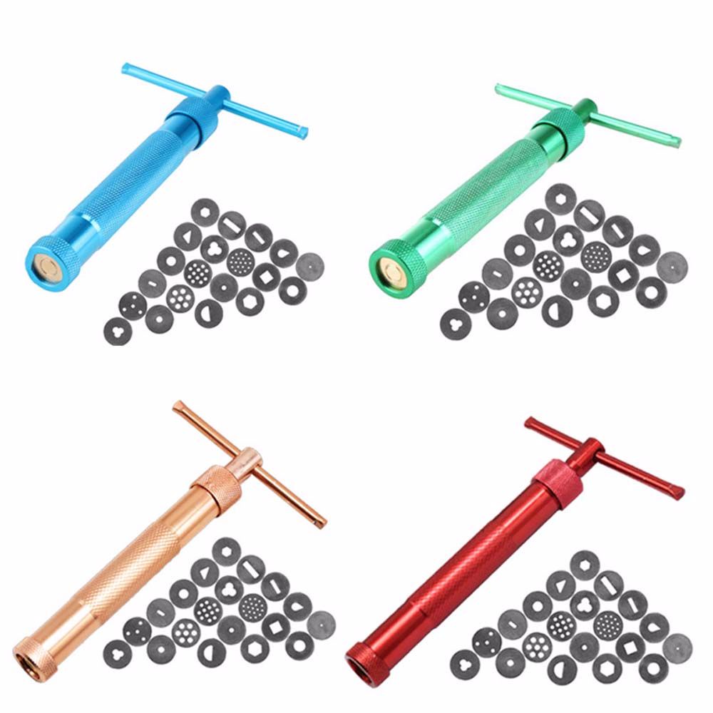 Dụng cụ đùn sáng tạo để điêu khắc làm đồ nướng đồ gốm bánh ngọt kẹo mềm xoay được với 20 đĩa phụ kiện tự làm thủ công