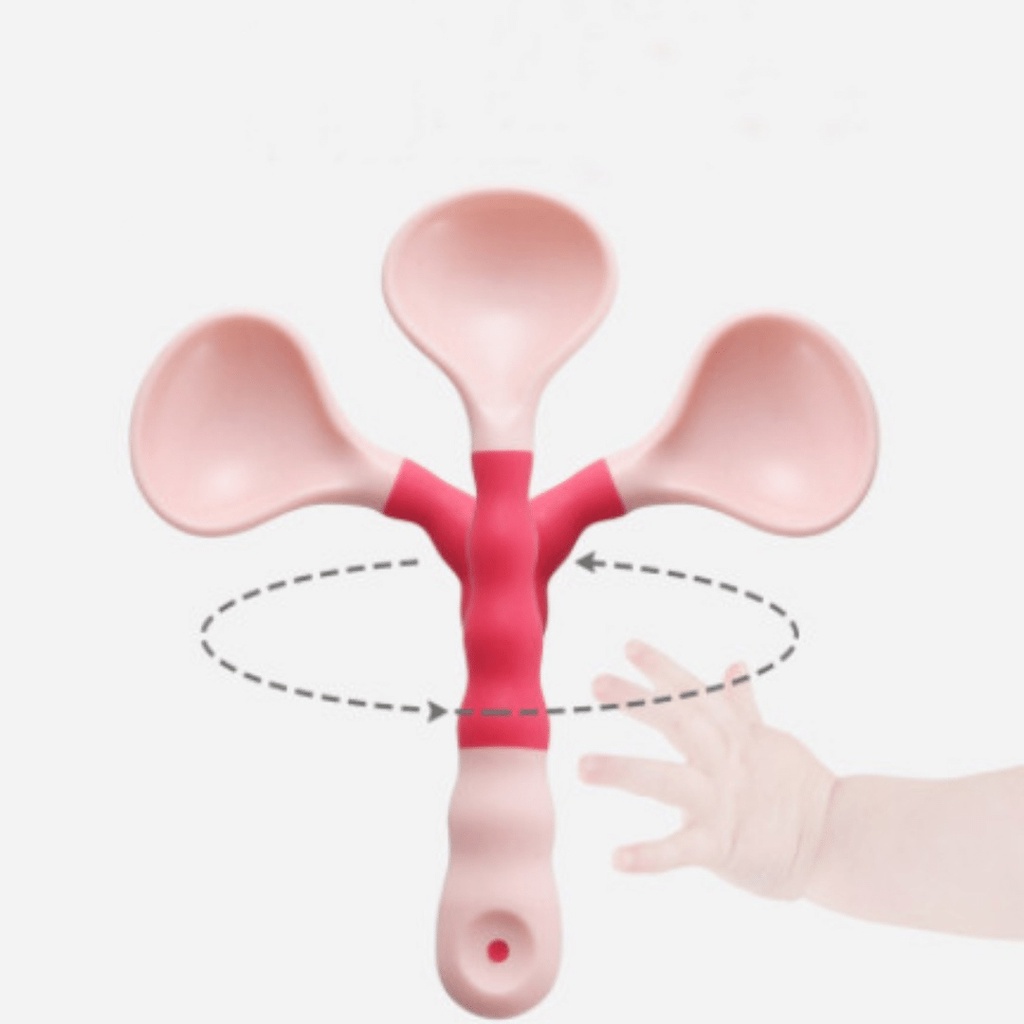 Thìa tập ăn cho bé tay cầm chó thể uốn công 360 độ