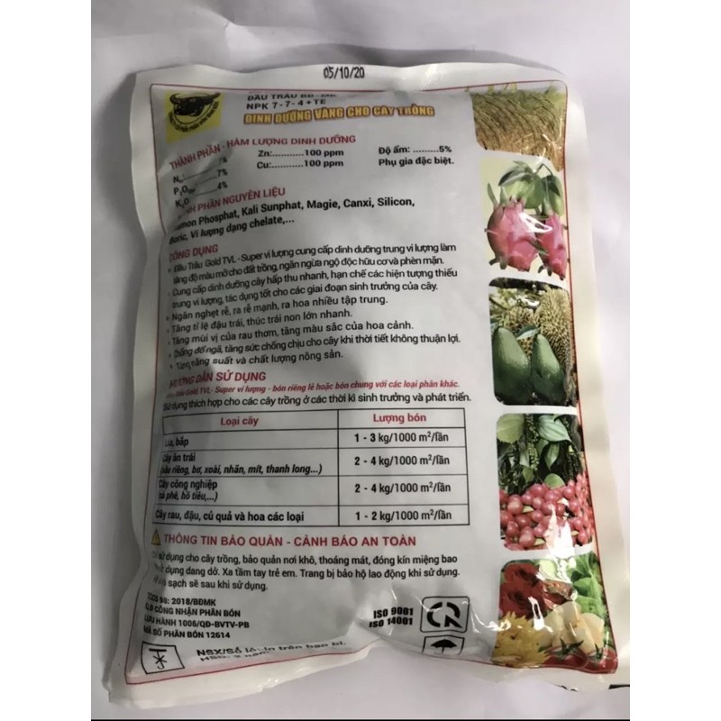 Phân vi lương Đầu Trâu Gold gói 1kg