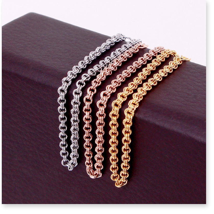 Vòng tay lắc tay nữ titan 2 xích lòng nhau H14-407 - CAM KẾT KHÔNG GỈ, KHÔNG BAY MÀU - BẢO HÀNH 12 THÁNG