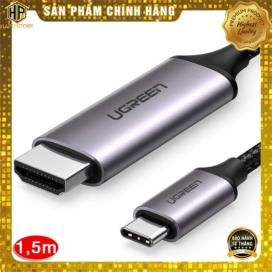 Cáp chuyển đổi USB-C sang HDMI Ugreen 50570 dài 1,5m hỗ trợ 4K chính hãng - HapuStore