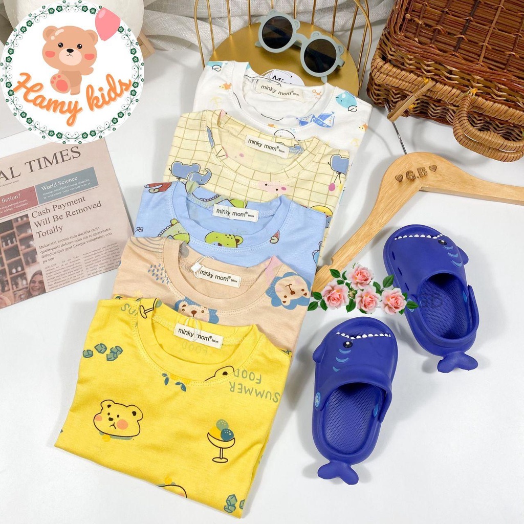 Đồ Bộ Dài Tay Minky Mom Chính Hãng Bé Trai Bé Gái Vải Thun Lạnh in Toàn Thân Cho Bé Từ 0-5 Tuổi Dưới 20kg - Hamykids