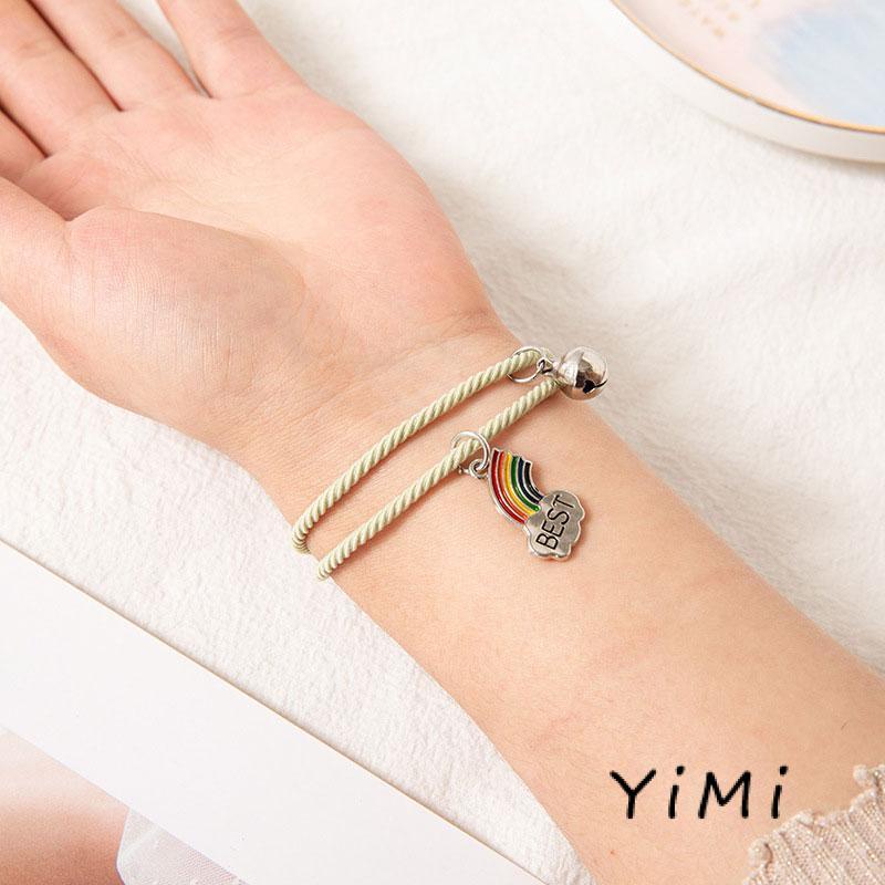 【Yimi.Vn】Một Cặp Vòng Đeo Tay Dây Thừng Đính Chuông Và Đám Mây Ghép Nối Tình Bạn Đơn Giản