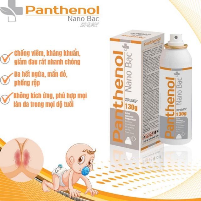 Panthenol xịt mát da chống hăm, chống nắng, bỏng da