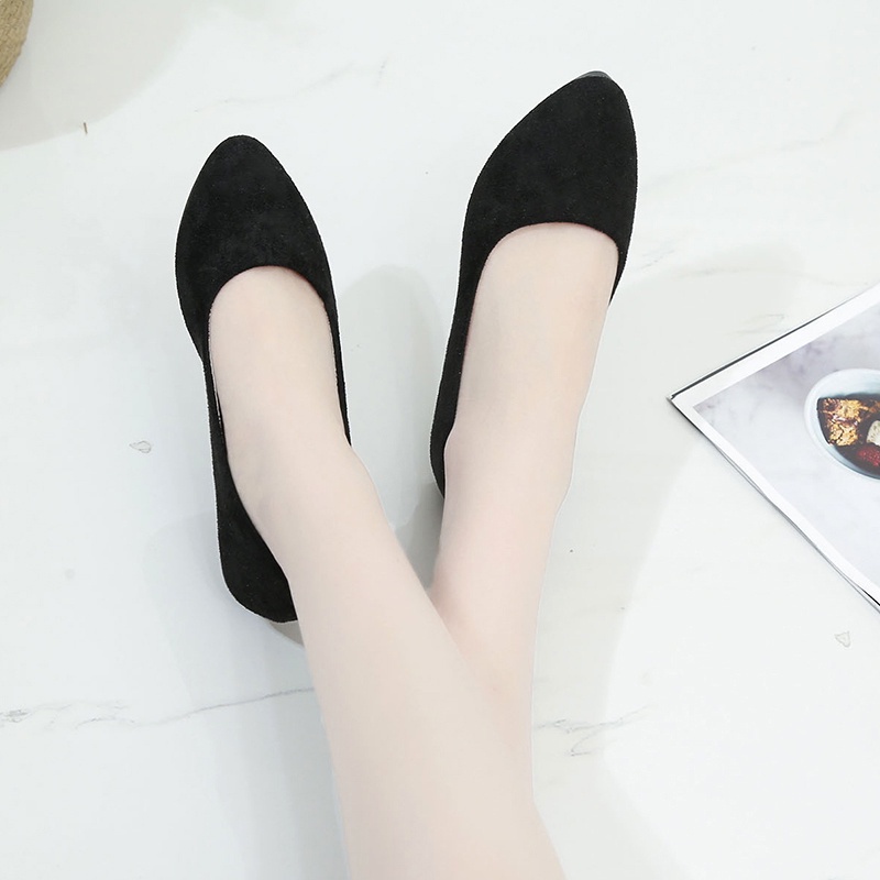 Giày búp bê mũi nhọn màu trơn thời trang cho nữ