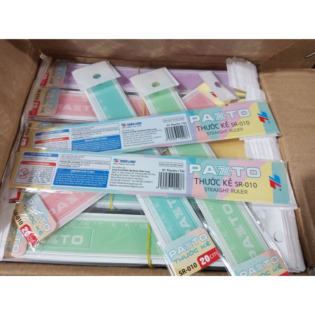 Thước nhựa thẳng màu Pastel dài 20 cm Pazto SR-010