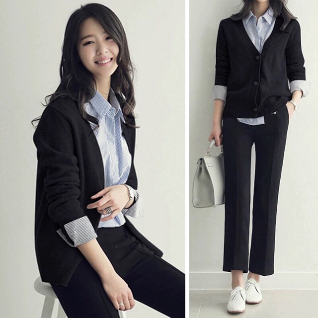 Áo khoác cardigan len nữ tay dài trơn nhiều màu-hàng xuất