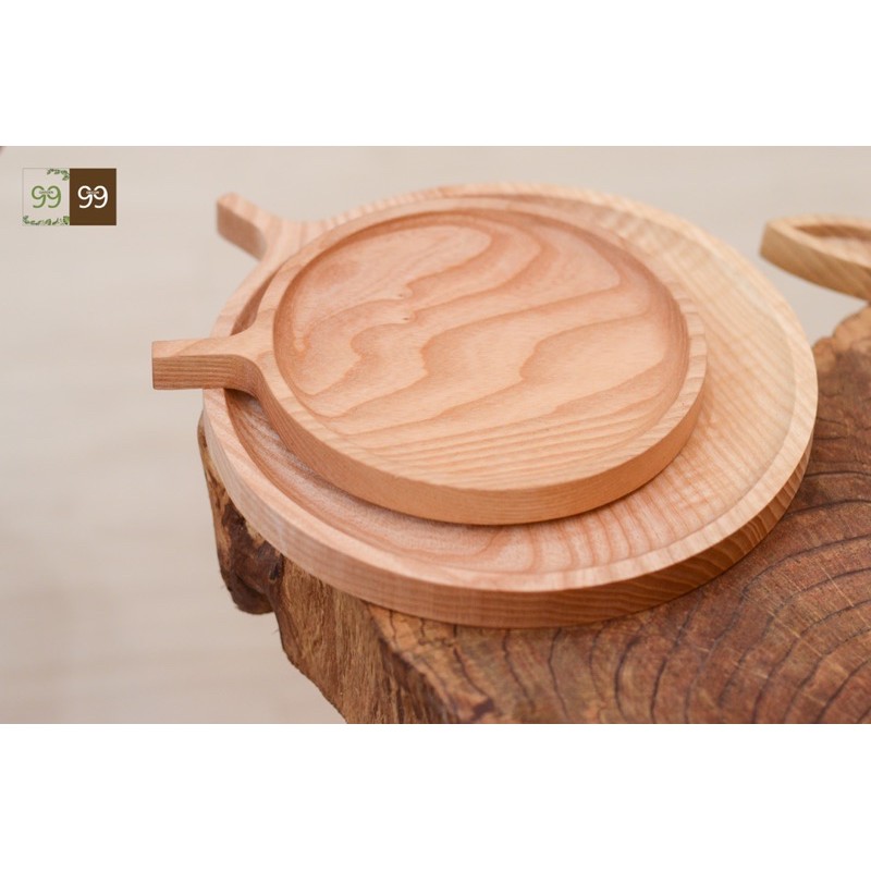 Khay Tròn Có Tay Cầm Gỗ Tần Bì/ Phụ Kiên Decor Trang Trí Bàn Ăn - Wooden Tray