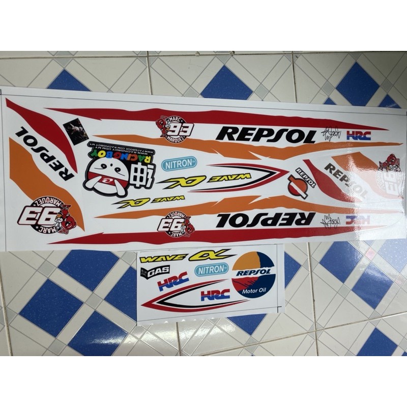 Tem rời wave a 2012-2016 repsol kiến 93 dán xe trắng tặng sét tem logo