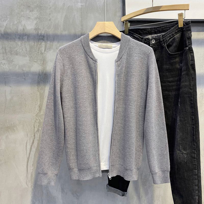 Áo Khoác Cardigan Dệt Kim Mỏng Dáng Rộng Thời Trang Xuân Thu 2021 Phong Cách Hàn Quốc Cho Nam