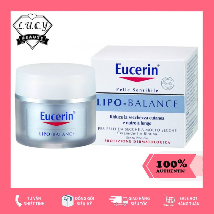 Hàng Đức- Kem Dưỡng Ẩm Eucerin Chuyên Sâu Dành Cho Da Khô, Da Nhạy Cảm-Eucerin Lipo Balance 50ml