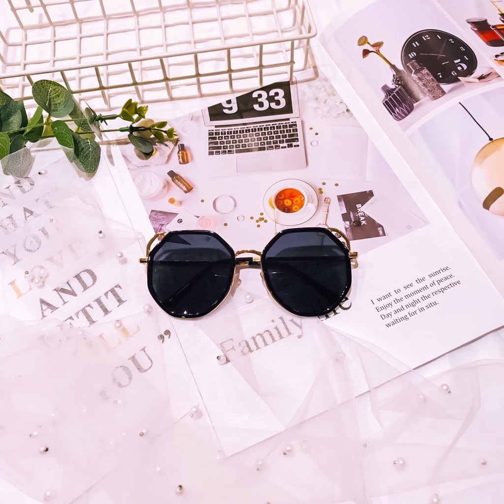 Mắt Kính Thời Trang Form Đa Giác 586 Retro Phong Cách Hàn Quốc - Hazo